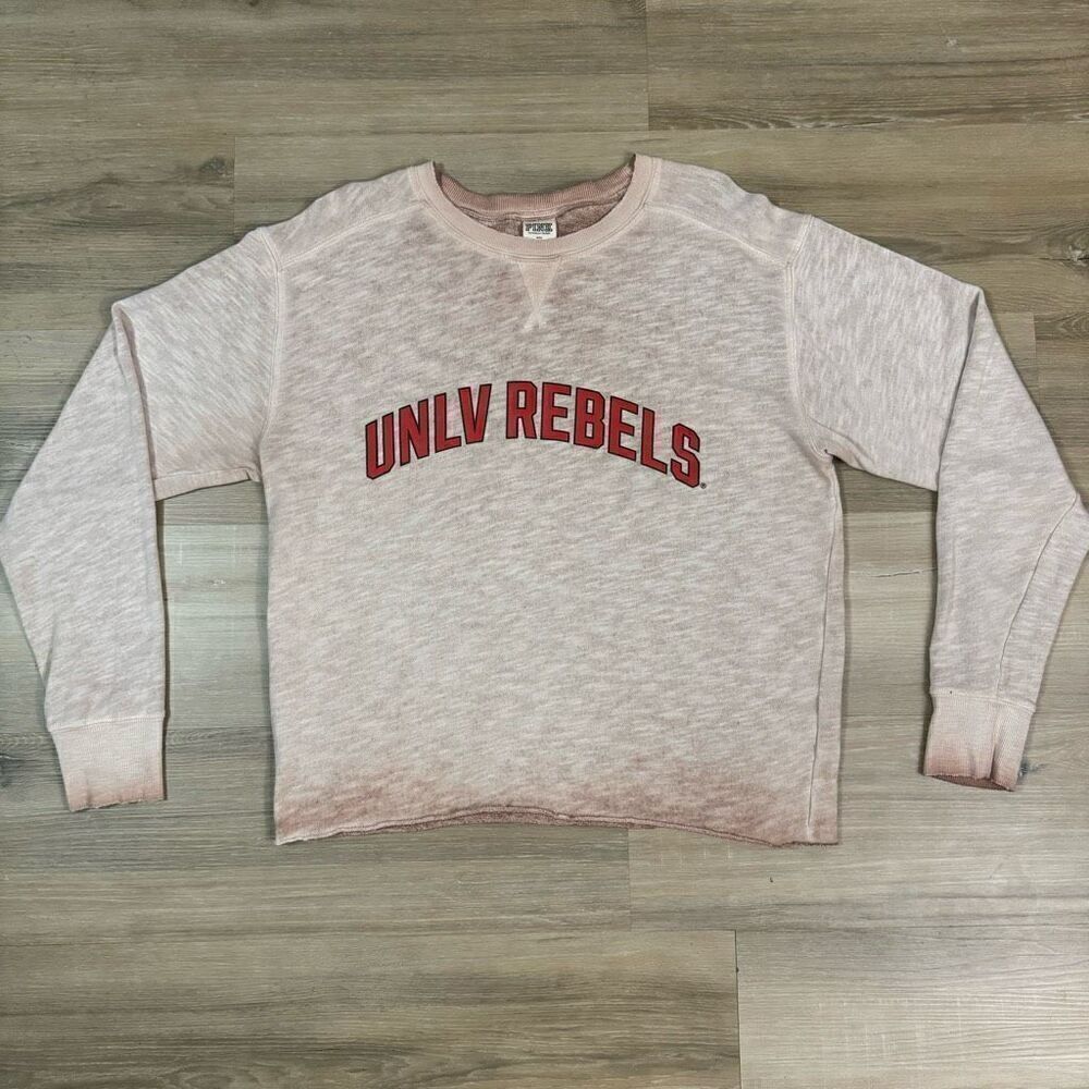 Victoria's Secret Pink Women's S UNLV Rebels Crewneck Sweatshirt Distressed Dye